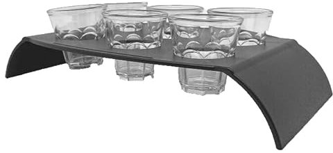 BARCRAFTERS Schnapsglas Träger Tablett im Set mit 6 Shot Gläser Mehrweg aus Kunststoff Vodka Schnaps Party