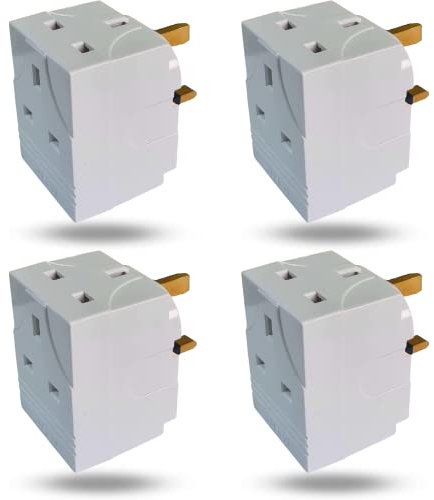 3 Way Plug Adaptor - Cube Electric Adapter UK - Double Socket Extension - Power Extension for LED, WIFI Extender Booster, Laptop & More - Socket Pin for Office, Home