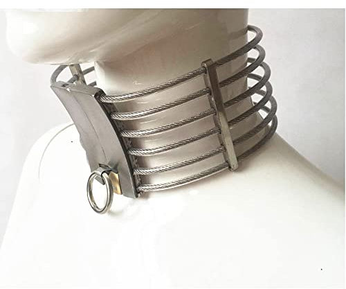 RIVILA Edelstahl Sex Bondage Halsband für Paare, SM Fesseln Hals Fetisch Erotik Sklaven Halsreif Halsfessel mit Schloss Sexspielzeug Sex-Toys Frauen Männer,Sliver-Ø12cm
