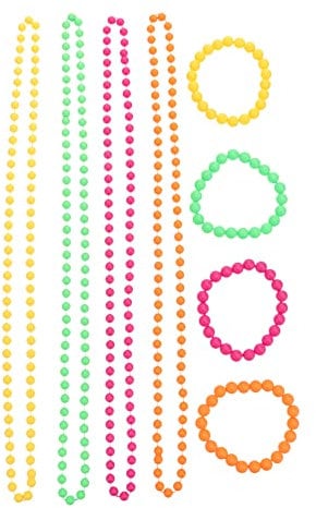 ibasenice Neonperlen Halskette Mit Armband Bunte Party Perlenkette Kunststoff Neon Halskette Und Kugelketten-armband Für Damen