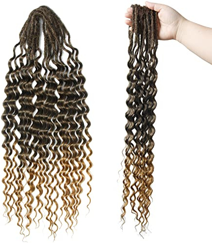 Thin 0.6cm Dreadlock Extensions Curly Ended 24 Inch Double Ended Synthetic Wavy Dreadlocks DE Dreadlock Extensions Soft Pre-looped Dreads 15 Strands