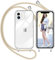 Nupcknn Handykette für iPhone 11 Hülle mit Band,Ultra Dünn Transparent Handyhülle (Abnehmbar Einstellbar) Necklace mit Kordel zum Umhängen Kameraschutz Handy Kette Stossfest Schutzhülle(Gold)