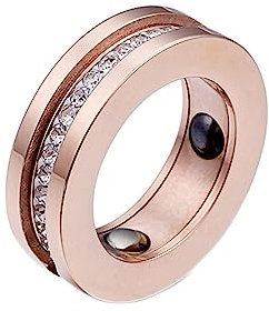 Daesar Ringe für Damen, Edelstahl Ringe 7MM mit Zirkonia Hämatit Bandring Partnerring Hochzeit Ringe Frauen Rosegold Gr.57 (18.1)