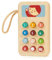 mentari Pretend Handy mit Quetschknöpfen und illustriertem Bild, 11 cm Höhe, Holz, fantasievolles Spielspielzeug