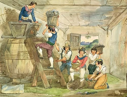 MSTECO Wall Art Impression sur Toile Photos d'œuvres d'art la reproduction Les vendangeurs portent les raisins au pressoir d'Achille Pinelli pour la décoration intérieure 60x90cm