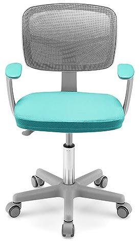 LIFEZEAL Silla de Escritorio para niños, Silla ergonómica Infantil giratoria con reposabrazos, respald, Silla Infantil Regulable en Altura para niños 3-10 años, cargable hasta 150 kg (Verde 2)