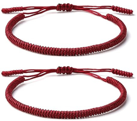 ZYMGUO 2 bracelets porte-bonheur tibétains+cadeau bouddhiste!- Fait main.Ajustable à votre poignet. Pour hommes et femmes. Bracelets d'amitié en tissu tressé-Style Tibet-Bracelet réglable (5)