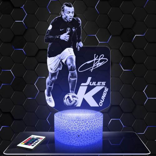 Nachttischlampe J.Kounde Fußball deko Fußballer. Geschenkidee Mann objekt J.Kounde Fußball Nachtlicht Erwachsene deko Zimmer.