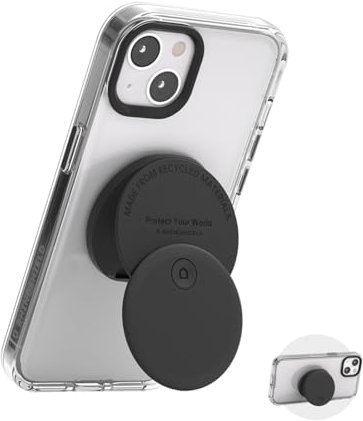 RHINOSHIELD Grip O (MagSafe-kompatibel) | Griff mit ausklappbarer Halterung für MagSafe-kompatible Handyhüllen, Hoch- und Querformat, Telefonhalter, Smartphone-Zubehör - Klassisches Schwarz