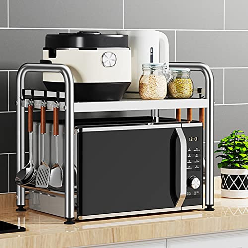Acero Inoxidable Soporte for Microondas, Soporte Microondas Encimera Pesada, Cocina Spice Jar Rack, for Horno De Sobre Encimera De Cocina Estantería De Cocina, Soporte Microondas Mesa Estante de Micro