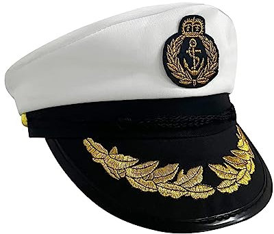 FGUUTYM La Cap Schwarz Mädchen Verstellbare Mütze Kostüm Yacht Kapitän Zubehör Größe Mütze One Sea Cap Herren Klein (White, One Size)