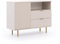Kommode Sideboard 107cm in Kaschmir, Front mit Rillenoptik, Goldfarbene Griffe und Füße
