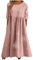 AMhomely Robe d'été en lin pour femme - Robe d'été longue en coton tropical - Grande taille - Robe de plage vintage imprimée - Robe trapèze élégante - Col rond - Robe trapèze décontractée, Rose (01