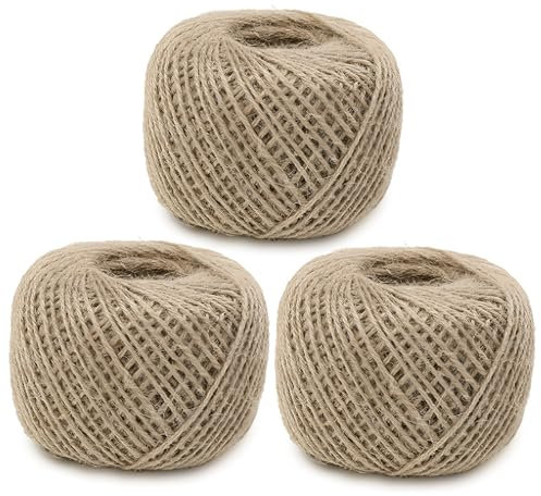 AUSYIWI 3 Pezzi 80m Spago di Iuta Naturale 2mm di Spessore, Decorativo di Canapa per Imballaggio, Floricoltura, Cucina, Natale e Decorazione