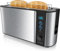 Arendo - Grille-Pain Automatique à Fente Longue - Grille Pain avec Fonction décongélation - Boîtier à Double paroi avec Isolant Thermique- Système de centrage Automatique du Pain - Toaster Argent