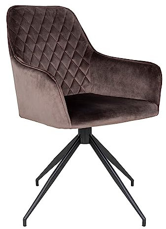 House Nordic Drehbarer Esszimmerstuhl aus grauem Samt mit schwarzen Beinen