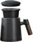 Tea Infuser Mug with Lid and Tea Strainer, 400ml Gradient Large Tea Cup With Infuser Black, Matte Ceramic Steeping Teacup with Wooden Handle for Office and Home Use,Gifts,Hot Iced Water Juice Beverage