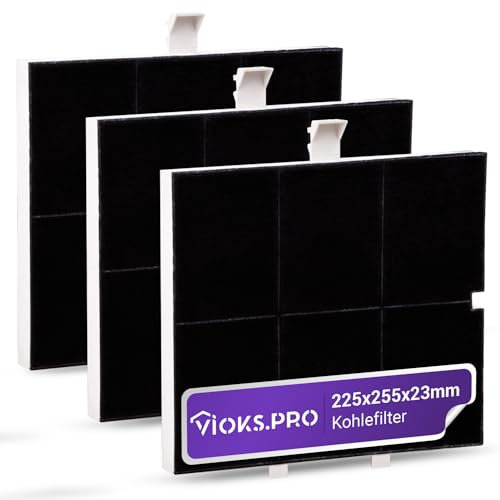 Viоks.pro 3x Aktivkohlefilter für Dunstabzugshaube 255x225x23mm Ersatz für Balay 00361047 361047 FKS170BSH DHZ5136 LZ51351 Z5117X1 Neff Dunstabzugshaube Filter & Siemens Abzugshaube Filter