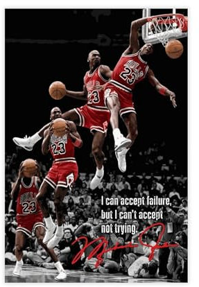 AMATWI Poster su tela con stella del basket Michael Jordan 14, decorazione per camera da letto, sport, ufficio, camera da letto, regalo, senza cornice, 30 x 45 cm
