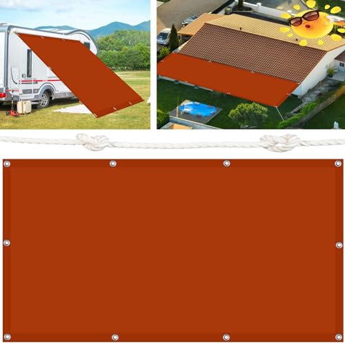 Quadratisch Sonnenschutz Markise 200 x 400 cm Sichtschutz Schattennetz mit Seilen und Befestigungs Kit für Außenbereiche wie Garten und Balkone, Rostrot