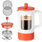 YOLIFE French Press Coffee Maker (12 oz), Camping Mini Coffee Press, Single Cup French Press, Heat-resistant Borosilicate Glass, Portable for Travel, White and Orange