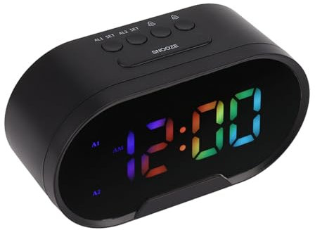 Qcwwy Big Digits LED-Wecker, Minimalistisches Design, 2 Alarme für, Studenten, Tisch, College-Schreibtisch (Black)