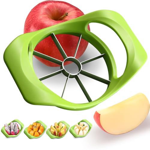 Affettatrice per frutta e mele, 8 lame, manico antiscivolo, facile da usare, risparmio di tempo, taglierina e divisore in acciaio inox per mele, pomodoro, arancia, pera, ananas, gadget da cucina