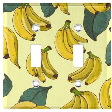 Bananen-Druck, 2-Gang-Kippplatte, dekorative Lichtschalter-Abdeckung, elektrische Geräte, Schalterplatte für Schlafzimmer, Küche, Heimdekoration, 11,4 x 11,7 cm