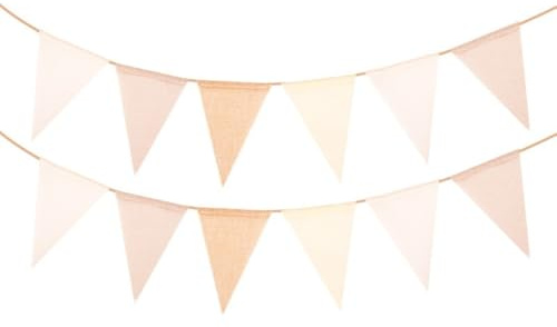 Wimpelkette 6m,Mehrfarbig Stoff Banner,Hängende Wimpelbanner mit 12 Stück Dreieck Flaggen,Wimpel Girlande,Banner für Indoor Outdoor Aktivität,Geburtstag,Hochzeit,Party,Festival Dekoration,Khaki