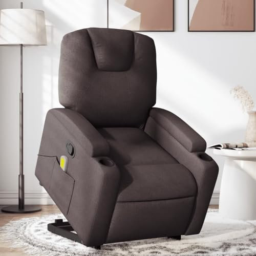 Willood Massagesessel mit Aufstehhilfe Dunkelbraun Stoff,Wohnzimmer relaxsessel,Massage Sessel,Relax Chair,Elektrischer Massagestuhl