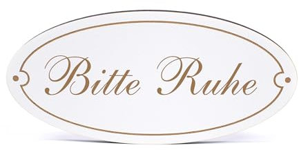 Dekolando Deko Türschild oval - Bitte Ruhe - Schild 15 x 7 cm - Schilder Türschilder Namensschilder Wohnung selbstklebend Holzschild Tür Holzschilder