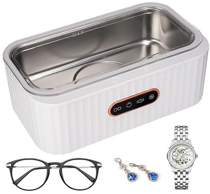 Homirty Nettoyeur Ultrasons,Nettoyeur Ultrasons Lunettes,Ultrasonic Cleaner,Nettoyeur à Ultrasons,Nettoyant Bijoux Argent pour Bijoux,Dentier,Montres, Lunettes,Tête de Rasoir