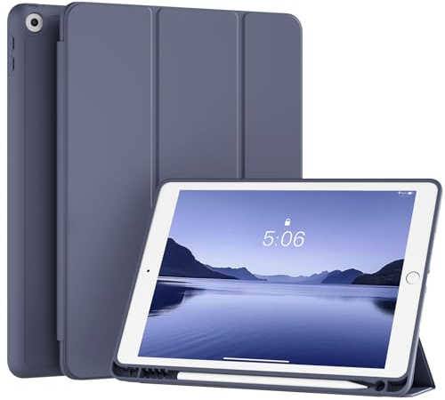 GKABXY Hülle für iPad 9/8/7 Generation 10.2 Zoll 2021/2020/2019, Violett | Schlanke Smart ipad hülle 9. generation, Weich TPU Rückseite mit Stifthalte, Stoßfestes Leichtdesign, Auto Schlafen/Wachen