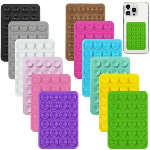 12pcs Suction Pad, Silicone Holder - Sticky Grip for Phone, Wall, Glass - 12 Colours