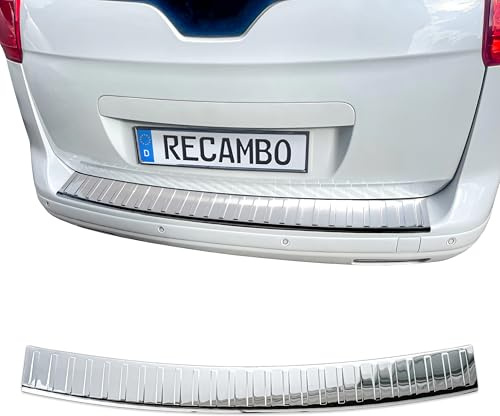RECAMBO Ladekantenschutz Edelstahl kompatibel für Peugeot 5008 I | BJ 2009-2017 - Hochglanz poliert, Chrom Look - Styling und Schutz für die Stoßstange