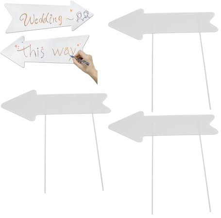 Signes de Flèches Vides de 17 X 6 Pouces avec Bâtons, Panneaux Décoratifs Mariage, Panneaux de Direction Imperméables à Double Faces pour Mariage, Fête, Pelouse, Jardin