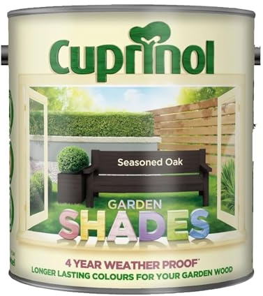 DUAYRA Garden Shades Paint | Quick Drying Water Based | For Garden Fence, Shades, Benches, Terracotta, Brick, Stone | Exterior Wood Furniture | Long Lasting (Seasoned Oak, 1 Liter)