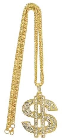 Goldkette Herren,Hip Hop Schmuck,Dollar Kette Mann Mit Glitzer,Necklace Gold Chain Men Fashion,Fasching Party Accessoires,Goldkette Mit Anhänger,Rapper Kette,Halskette Gold Herren Extravaganter Stil