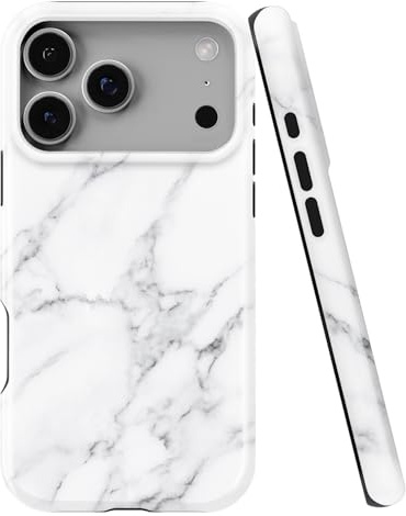 uCOLOR Compatible with iPhone 17 Pro 6.3 Case, [8 ft Drop Tested] Shockproof Design Protective Slim Stylish TPU Durable Phone Cover Case (White Marble, iPhone 17 Pro)