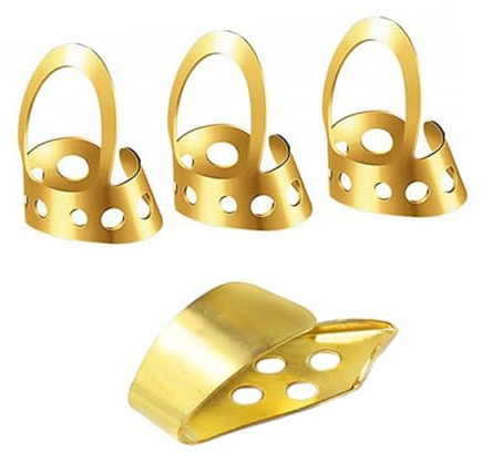 HIAKDOFT 4 Stück Einstellbares Daumen-plektrum aus Edelstahl Glatte Fingerpicks für Banjo Gitarre und Ukulele Schützt Finger und Nagel vor Abrieb Langlebig und Robust für Fingerstyle-spiel
