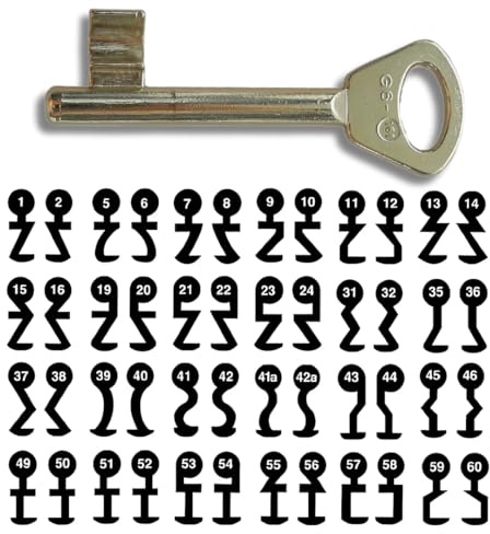 Buntbartschlüssel Universal 946 – Ersatz- & Zusatzschlüssel für Buntbart-Schlösser | Präzisions-Schlüssel nach Wahl der Schließung | Robuste Metallausführung | Ideal für Innen­türen & Möbel (05)