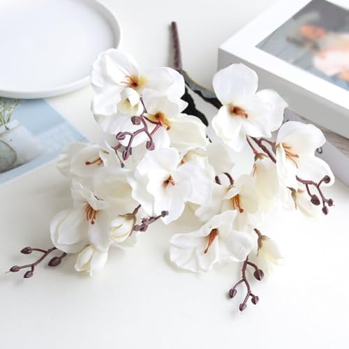 Opatiny Künstlicher Gladiolen-Blumenstrauß mit 5 Zinken, 20 Köpfe, für Zuhause und Büro, Dekoration, Kunststoff, 43 cm, Weiß
