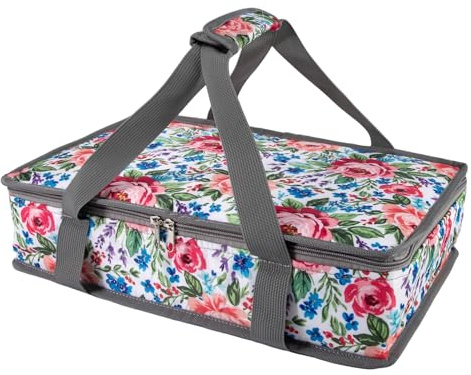 QEES Insulated Casserole Carrier Fits Pioneer Woman Kitchen Stuff & 9x13 Baking Dish, Leakproof Lasagna Lugger Tote, Thermal Food Warmer Bag for Potluck, Picnic, Travel - Vintage Floral & Mom Gifts