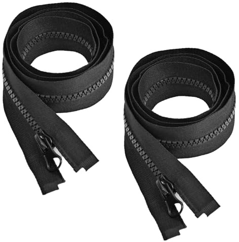 TIHNY 2 Pezzi Cerniera Lampo Divisibile Nera da 65 cm, Chiusura a Zip n. 5 in Plastica ad Alta Resistenza per Riparazione Giacche, Cucito, Tappezzeria e Borse