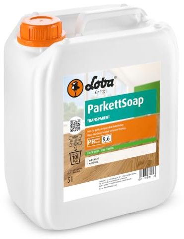 LOBA ParkettSoap transparent 5 Liter | Seife für geölte & gewachste Böden | rückfettend mit Pflegewirkung | auf Basis natürlicher Pflanzenfette | Konzentrat für Unterhalts- & Intensivreinigung