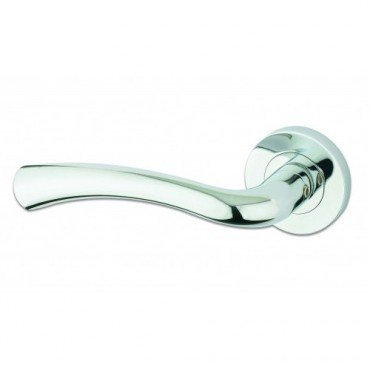 ZPZ020CP - Florence Round Rose Lever Door Handles - Zoo Hardware Collection - Screw On Rose - Polished Chrome