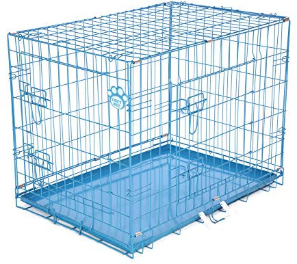 Cozy Pet Dog Cage 30 Blue Metal Tray Folding Puppy Crate Cat Carrier Dog Crate DC30BL