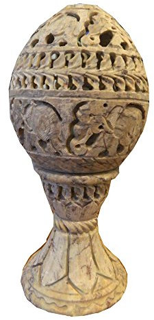 Teelichtlampe 19cm Elefanten Pflanzenranke Speckstein 2-teilig Windlicht