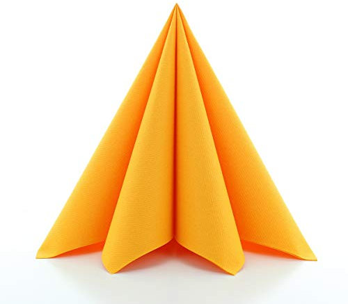 Sovie HOME Linclass®Airlaid Servietten 40x40 cm | ideal für Hochzeit & Partys | Curry/Orange | 12 Stück