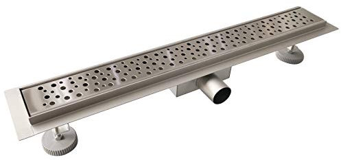 Aica Caniveau de Douche Italienne Acier Inoxydable 80 cm Siphon Sol D'évacuation le Modèle Bulles Drain de Douche Rectangulaire Extra Plat Argent